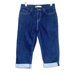 LEVIS • Denim Dark Wash Cuffed Capri Cropped Pants